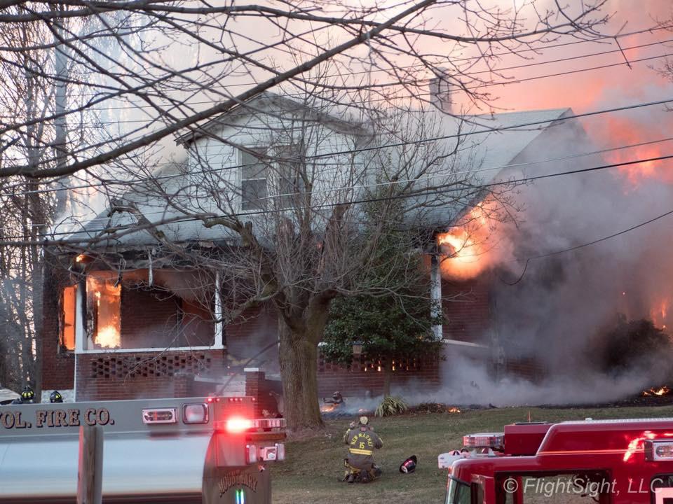 2/23/2017 House Fire at Dead end of S Main St in Mt Airy